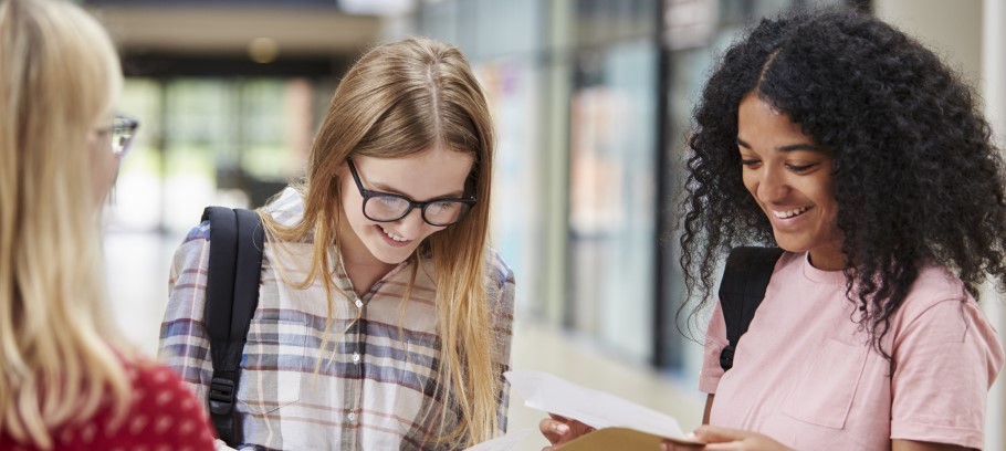 Image of students collecting their results.