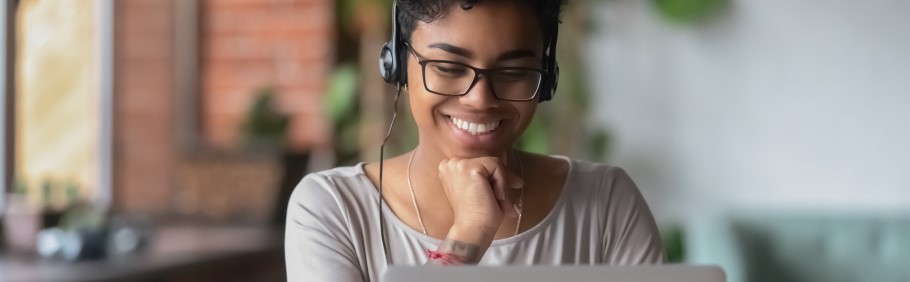 Image of a student reading an e-book