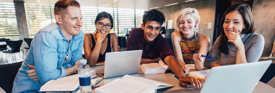 Image of a group of students exploring degree apprenticeships