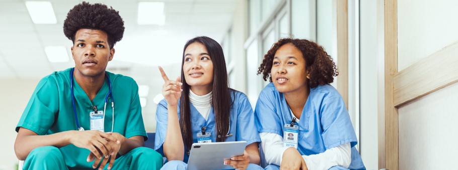 Image of three students on a healthcare course