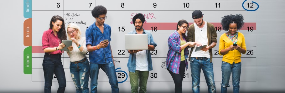 Image of a student planning events using a diary calendar
