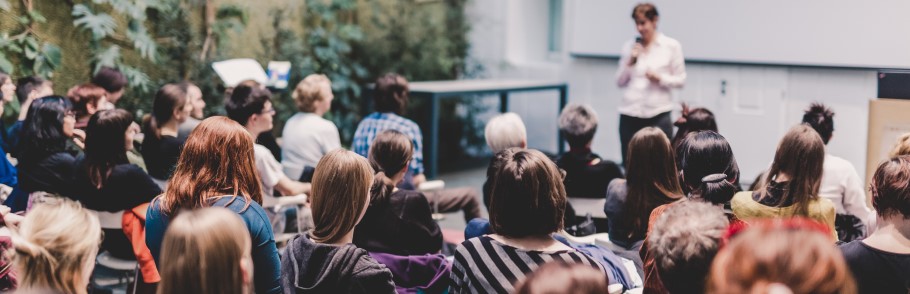 Image of a university speaker at a school event