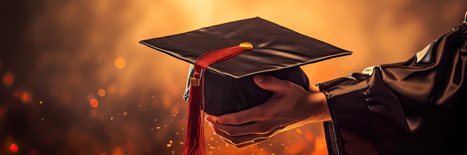 Image of a student holding a graduation cap