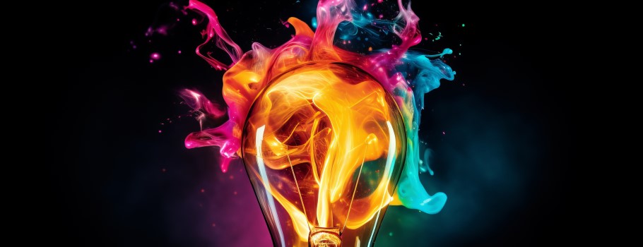 A lightbulb with vibrant colours