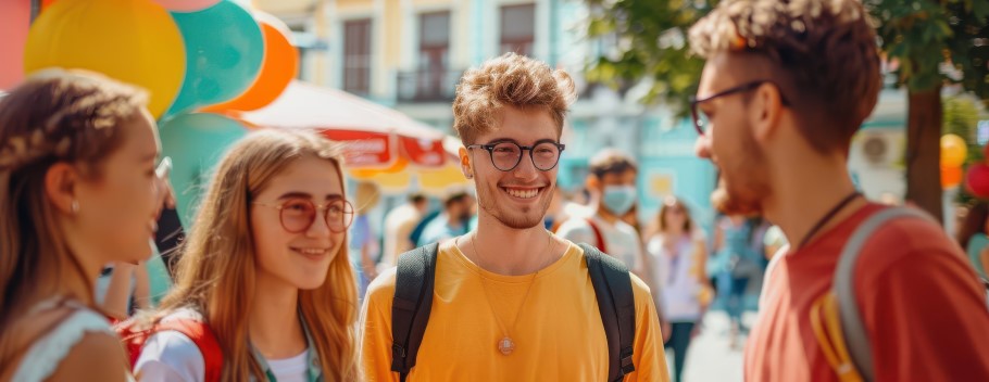 image of a group of students attending a freshers fair