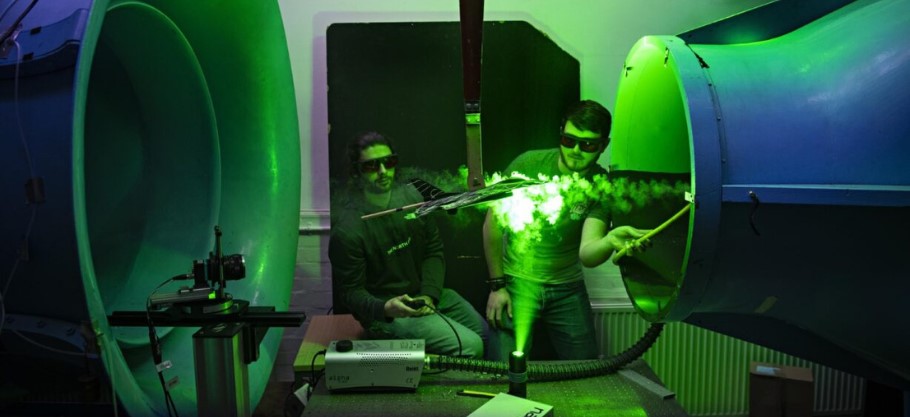 Image of students using a wind tunnel